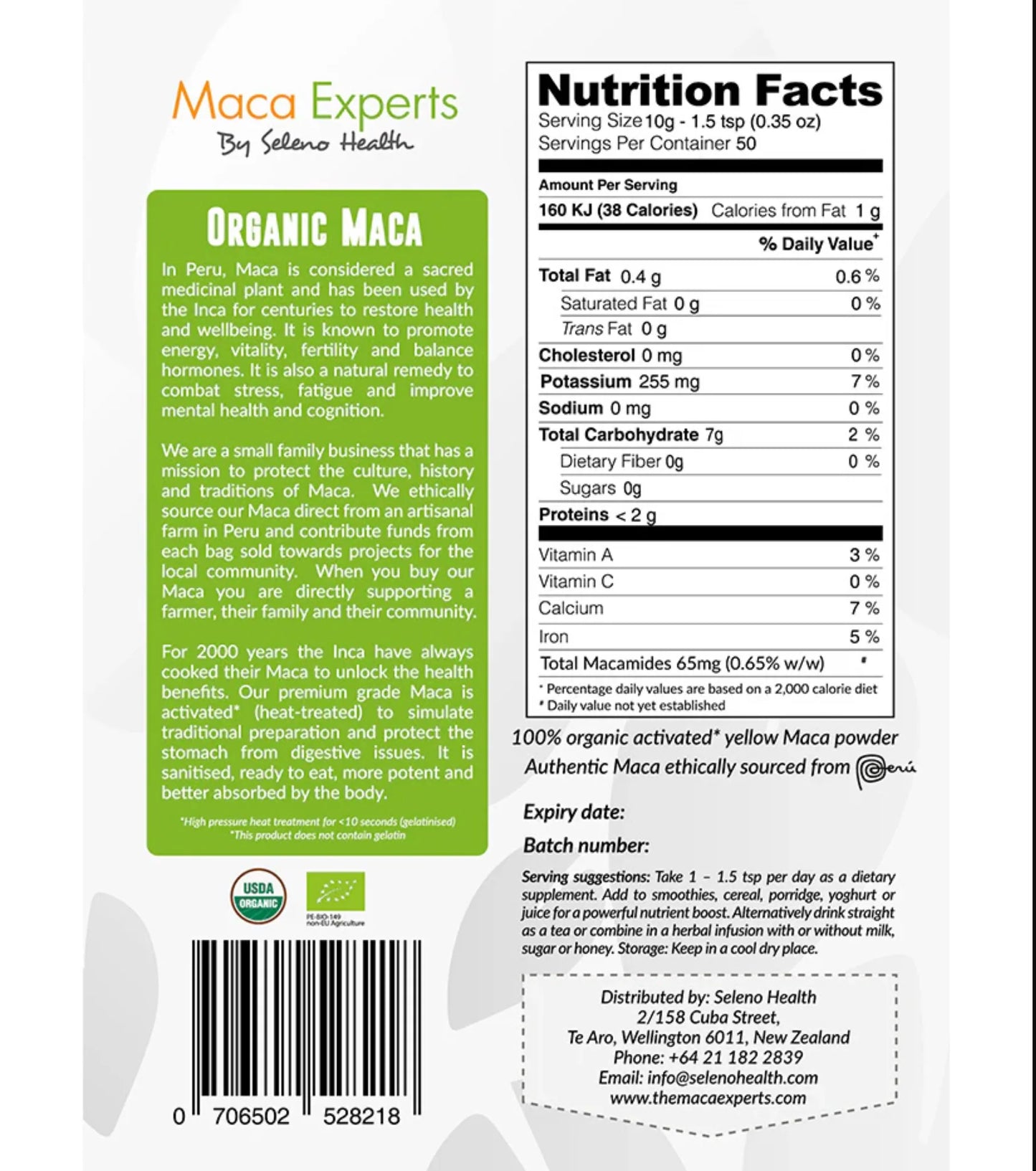 Organic Activated Yellow Maca 500G